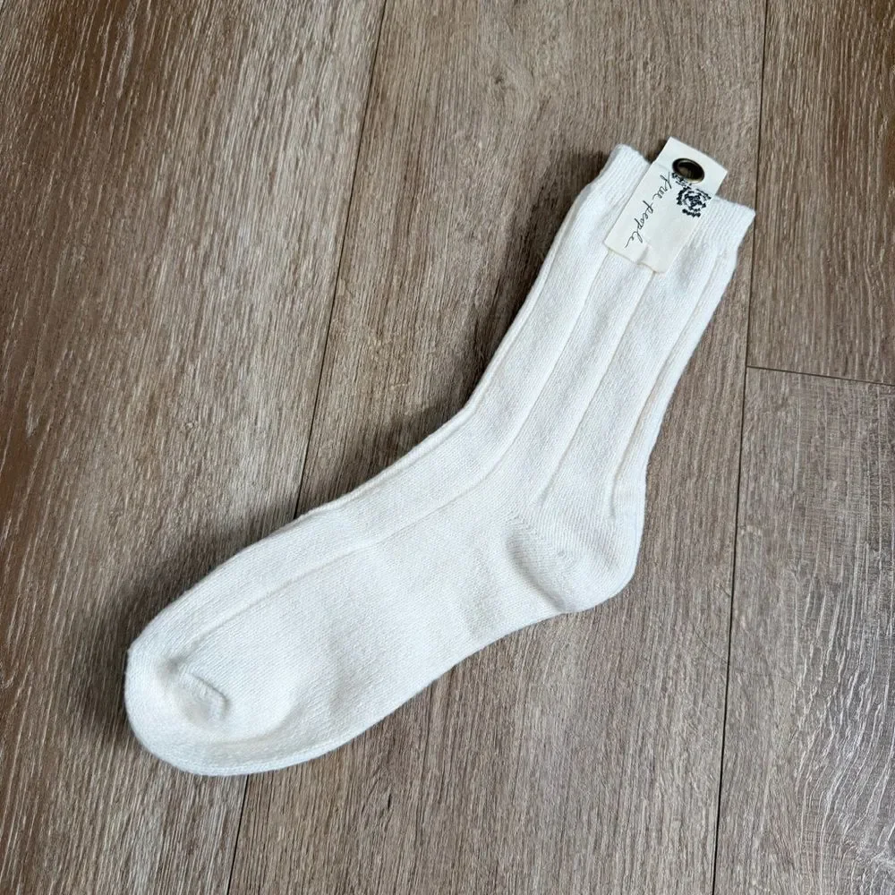 Free People Ribbed Crew Socks Soft and Cozy Ivory